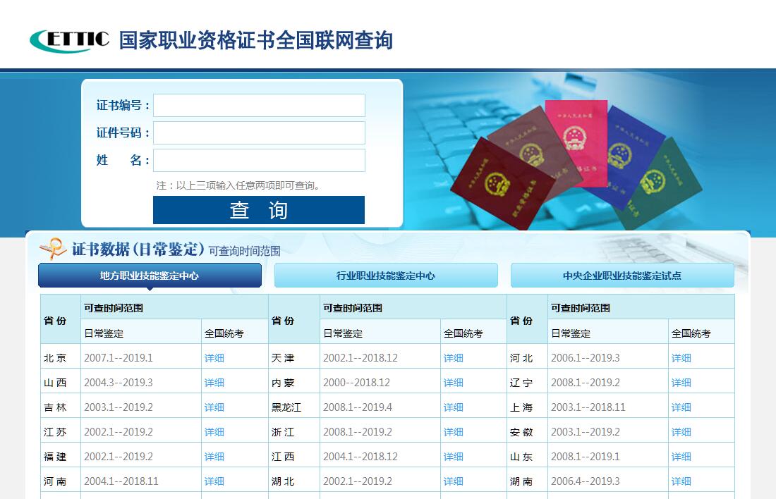国家职业资格证书全国联网查询